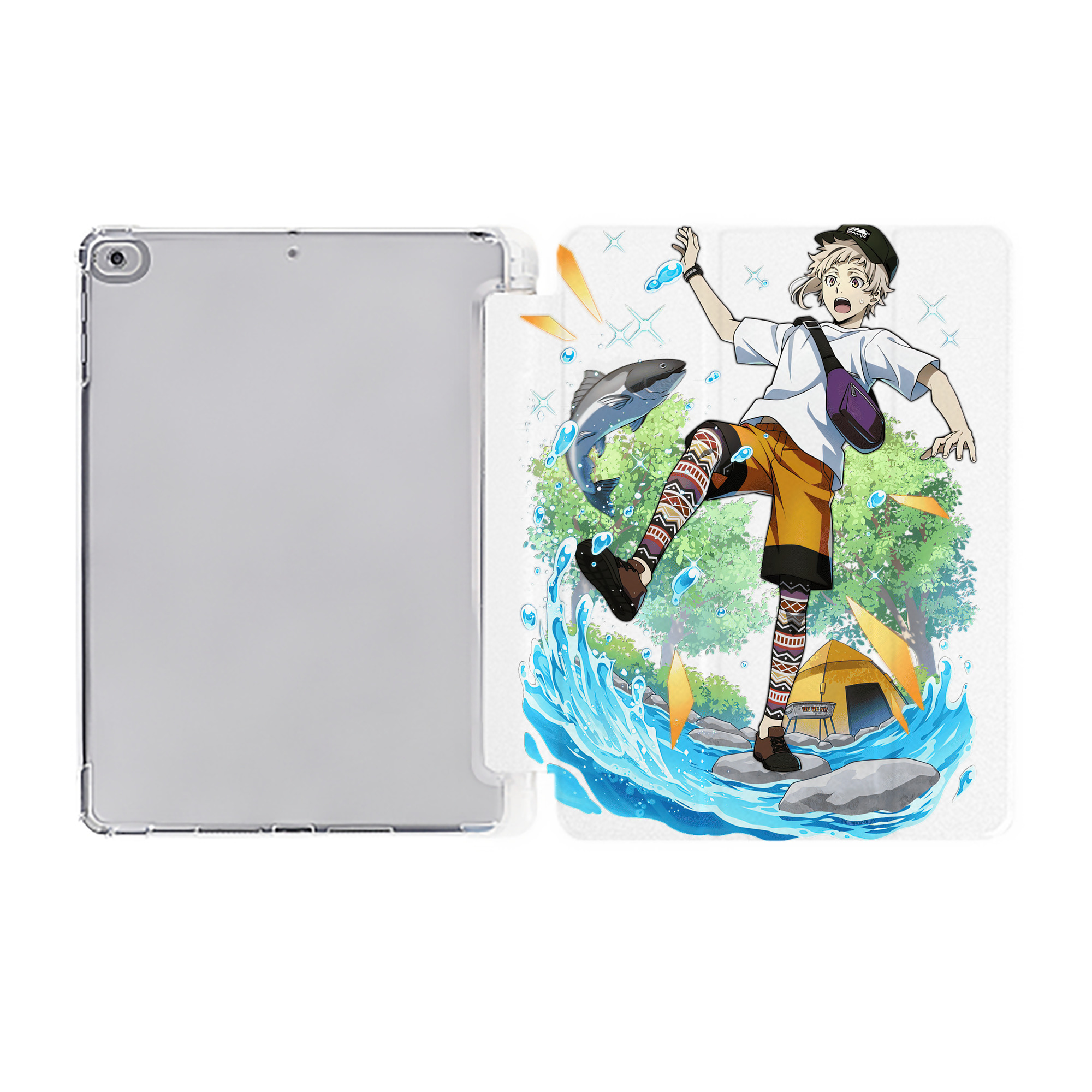 （画像用） 文豪ストレイドッグス Bungo Stray Dogs IPad ケース ペン収納付き 三つ折りスタンド PUレザー×シリコン 対応機種9.5/10.5/10.9インチ